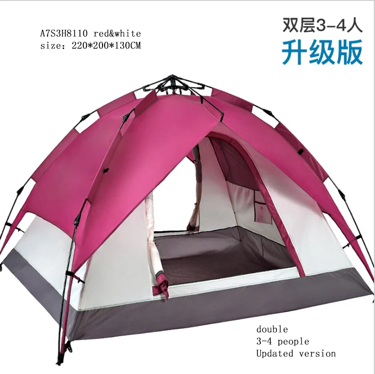 A7S3H8110 pink Открытый кемпинговый тент 1-4 человек туристический 4 сезона семейный туристический пляжный кемпинговый тент легко открытый садовый тент от солнца - Цвет: A7S3H8110 pink