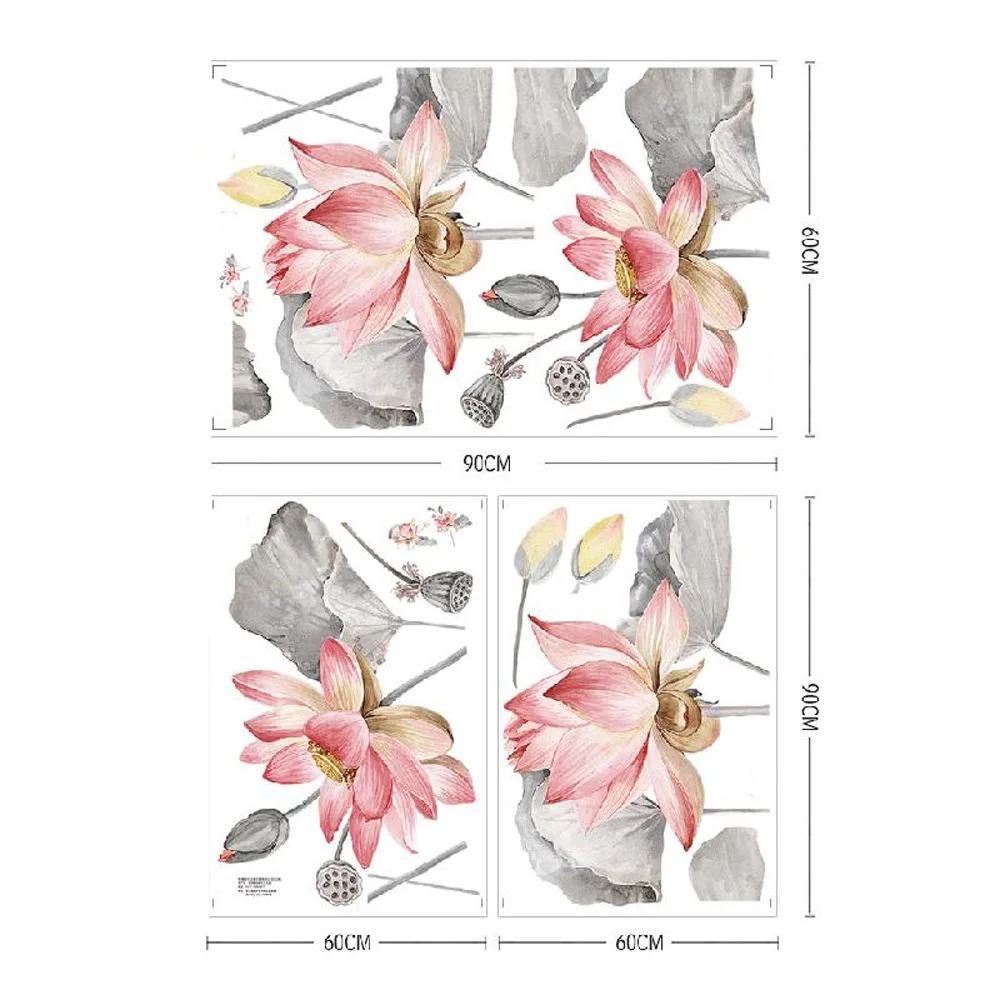 

Living Room Bedroom Wall Sticker Decal Self-adhesive Home Decor TV Sofa Wall Art Mural Lotus Waterproof