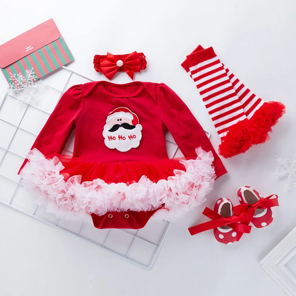 My first christmas/комплект из 4 предметов для маленьких девочек; Рождественский комбинезон с длинными рукавами и принтом; комплект юбки; conjunto infantil menino