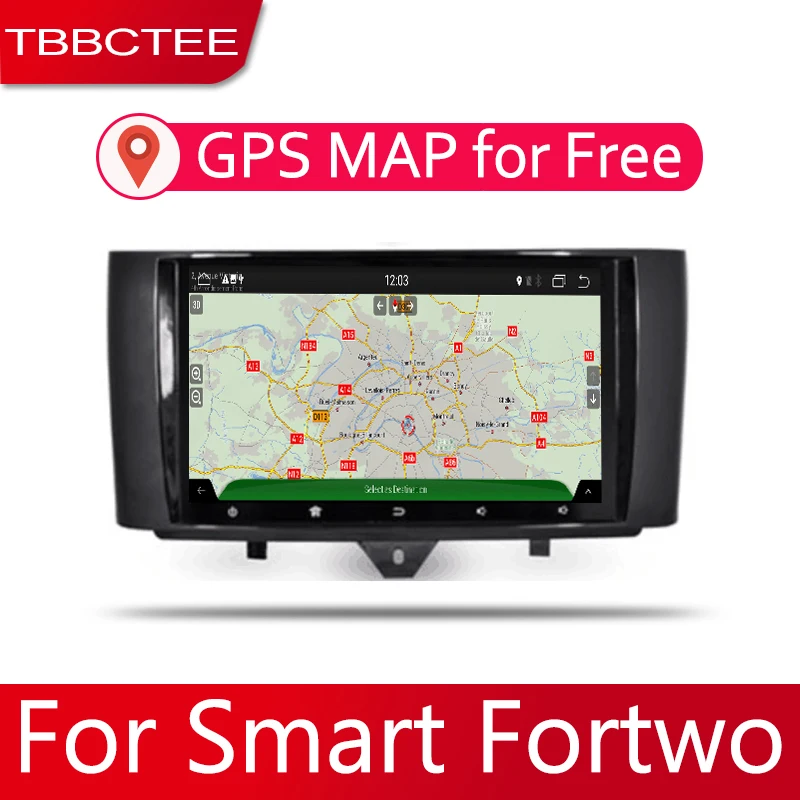Android 2 Din Car radio Multimedia Video Player auto Stereo GPS MAP For Smart Fortwo 2012~2015 Media Navi Navigation
