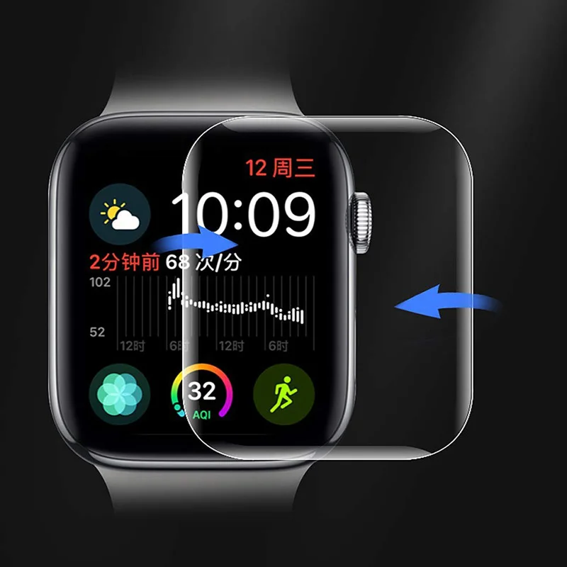 Закаленное стекло 9D для Apple Watch 38 40 42 44 мм полное изогнутое мягкое Защитное