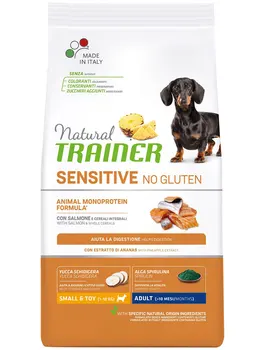 

TRAINER TRAINER NATURAL SENSITIVE NO GLUTEN SMALL & TOY ADULT SALMON gluten-free for adult dogs of small breeds with salmon