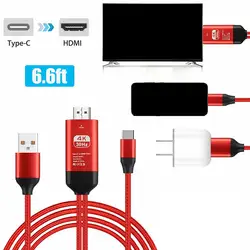 Для samsung Galaxy S10 S9 Note 9 type-C USB-C к HDMI HDTV 4K Кабель-адаптер type C к HDMI кабель красный