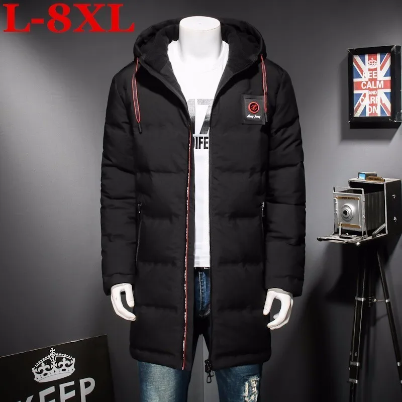 Новинка Длинная утепленная зимняя пуховая куртка размера плюс 10XL 9XL Мужская