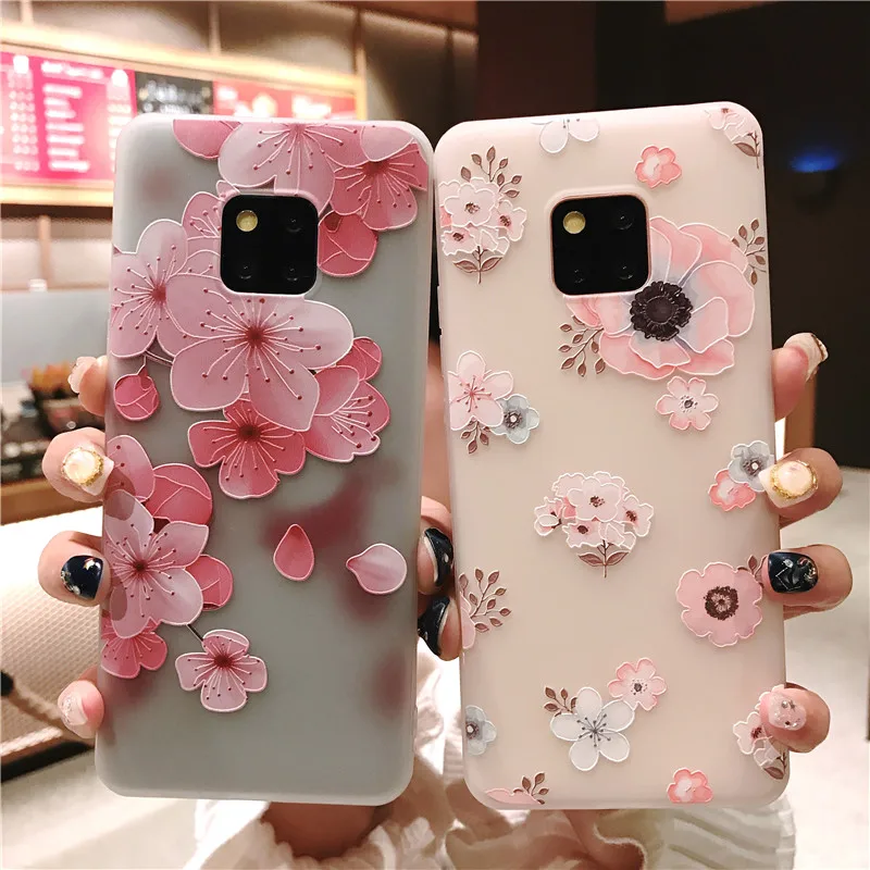 Чехол для Mate 20 Pro с 3D тисненым цветком задняя крышка телефона чехол Funda Huawei P30 Lite P20
