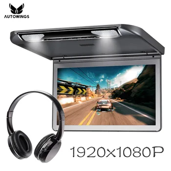 

13.3 inch TFT LCD 1920*1080 Car Ceiling Flip Down Video Player Monitor Touch Button Built-in Speaker FM HDMI SD IR Fit MPV VAN