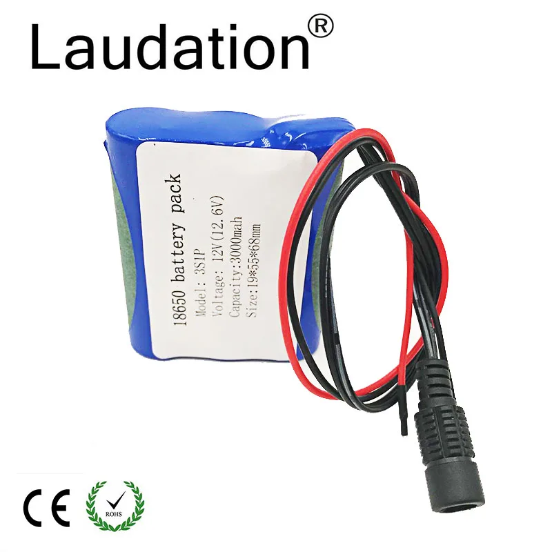 Laudation 12V 3000 mAh 3S 1P Литий ионная батарея 18650 литиевая аккумуляторная защитная