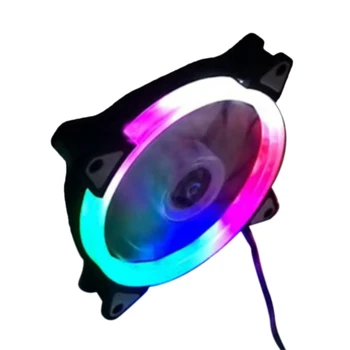 

Desktop Computer Case Cooling Fan 12cm Silent with Light Emitting Colorful Color Changing Double Halo