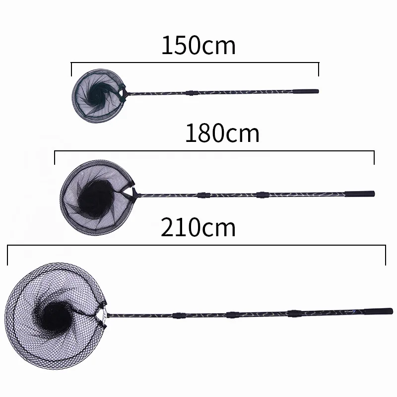 

1.5-2.1M Aluminum alloy dip net 2/3/4 sections Multicolor pole Large aluminum ring Fine / coarse mesh