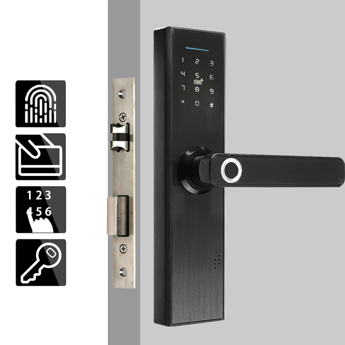 

Smart Door Lock Security Electronic Door Lock Biometric Fingerprint / Digital Code / Smart Card / Key Touchable For Home Hotel