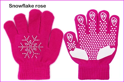 Snowflake rose Красочные волшебные перчатки для фигурного катания на запястье тренировочные теплые перчатки для рук термоутолщенная безопасность для детей горный хрусталь Клей Нескользящие - Цвет: Snowflake rose