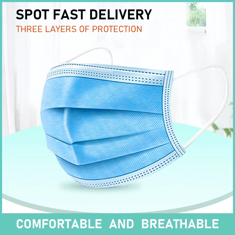 

In Stock 50PCS 3 Layers Comfortable Disposable Face Mask Earloop Face Masks Anti Pollution Droplet Respirator Lot Masks