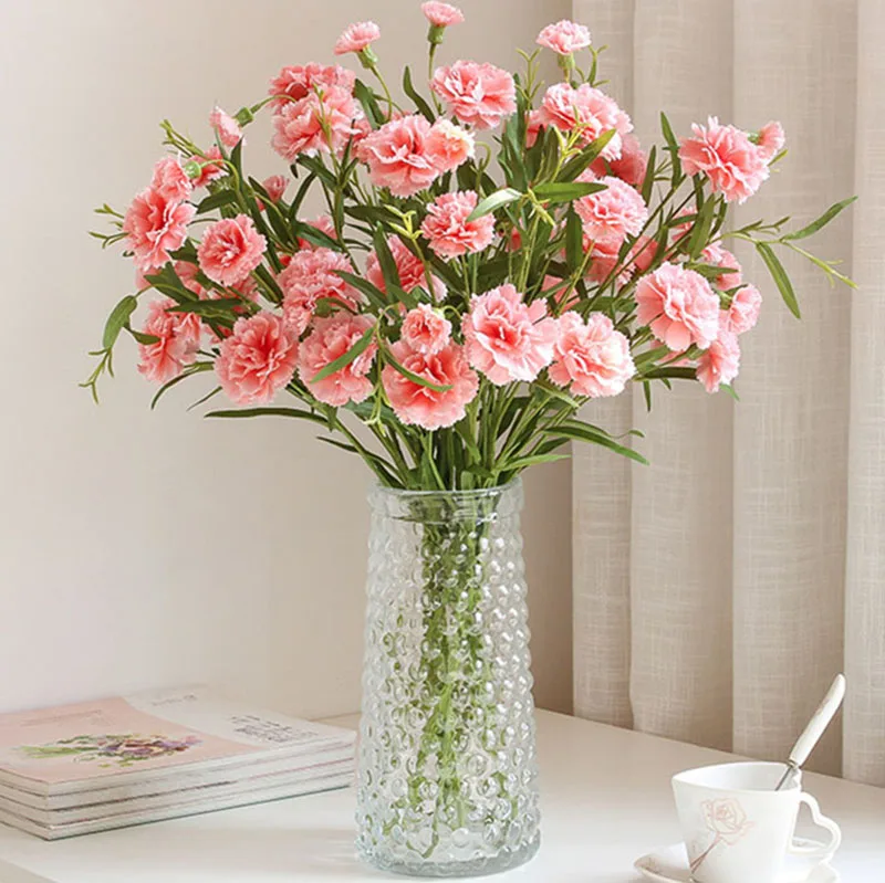 6 Heads Artificial Carnation Silk Flowers For Mother