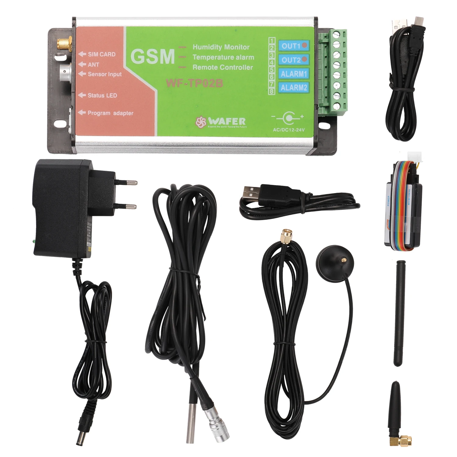 

Professional GSM Temperature Controller Alarm Monitoring Remote WF-TP02B Weather Station with 3 Meter Length Wafer Proof Sensor