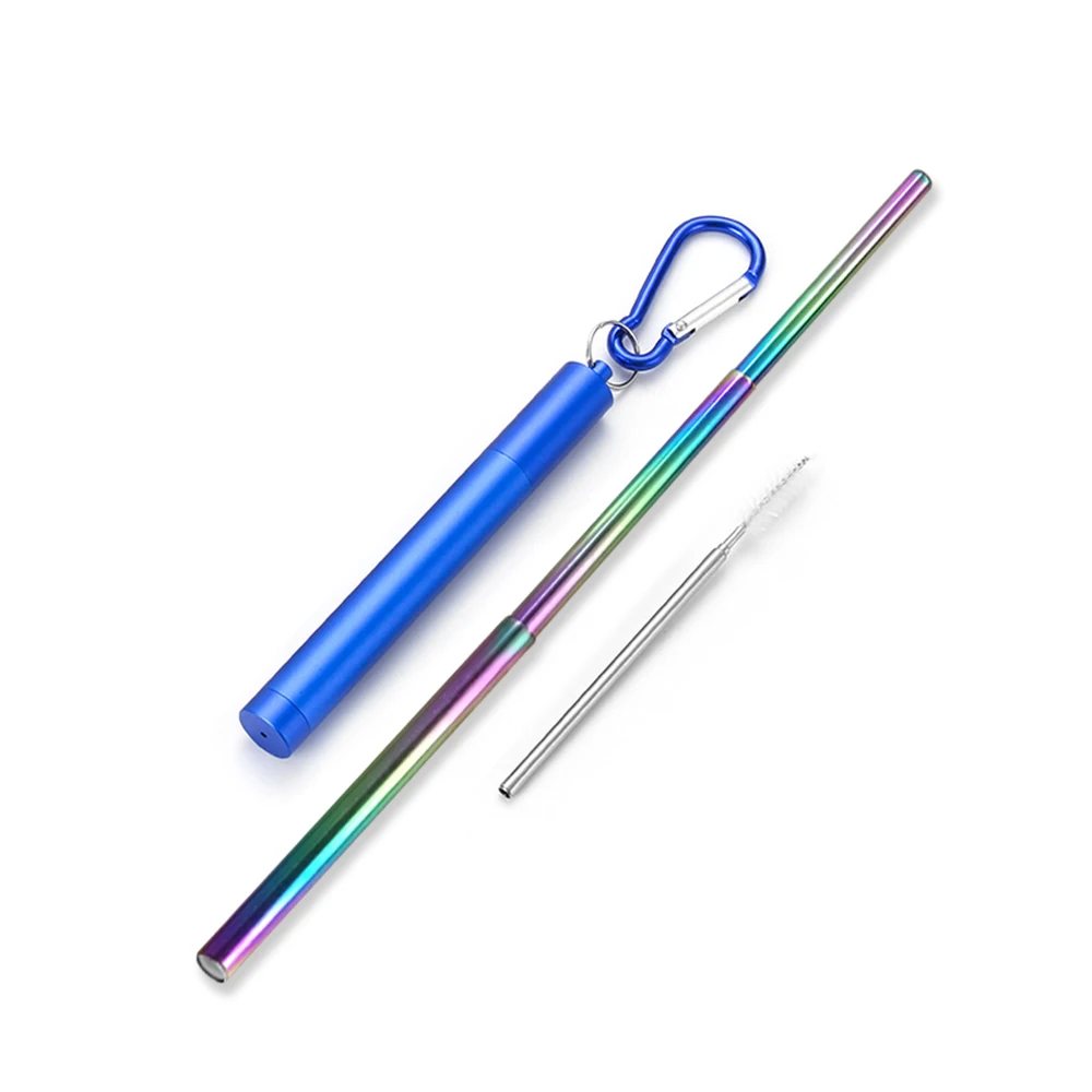 flex L 1 Набор телескопические многоразовые трубочки щетка для чистки металлическая соломинка вечерние инструменты портативная нержавеющая сталь Питьевая солома с чехол для путешествий - Цвет: flex L