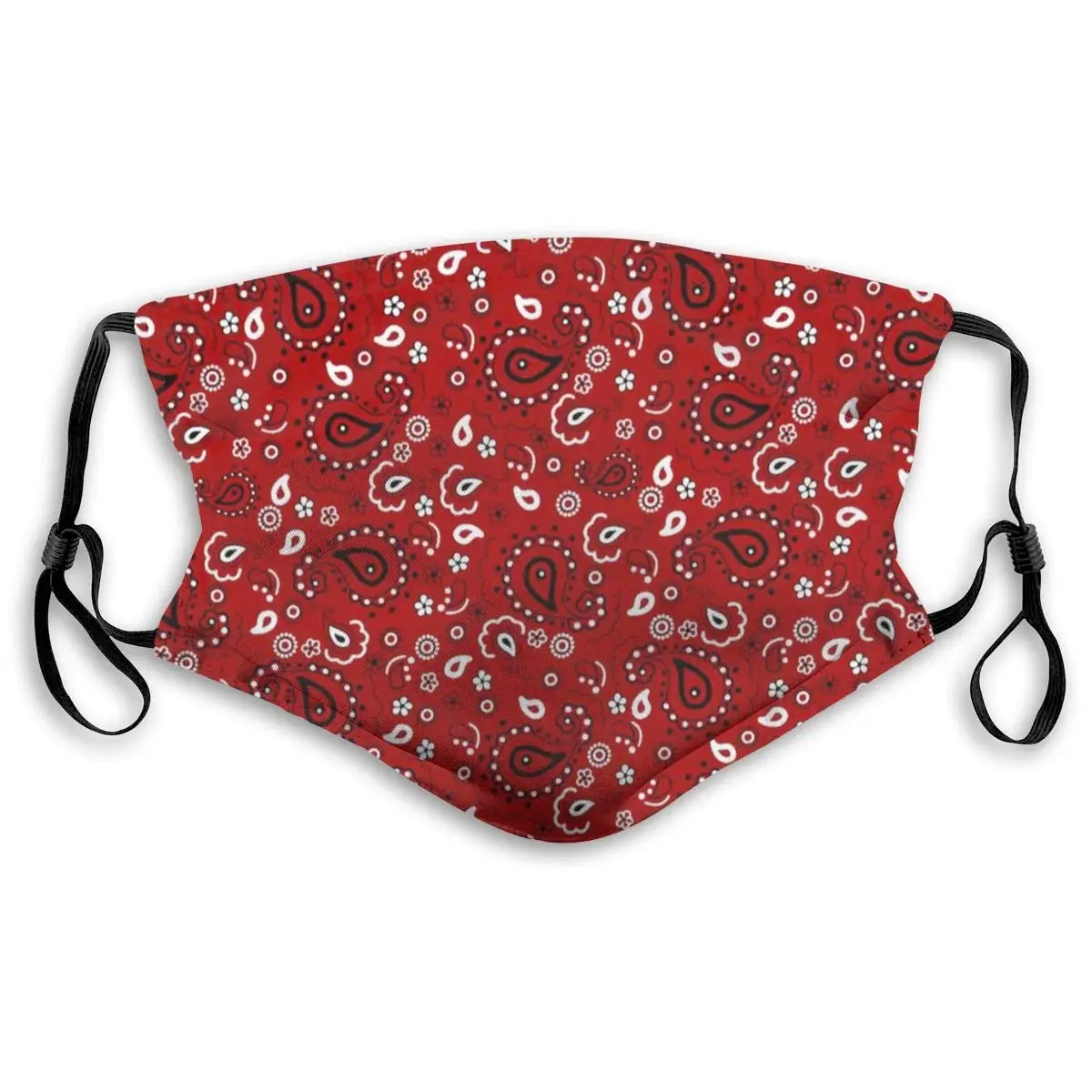 

Paisley Bandana Red Print Mouth Masks With Filter Washable And Reusable Anti Dust Breathable Mask With Adjustable Ear Loops For