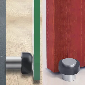

Rubber stop door block Retainer Steel Hidden Door stopper Holder Catch Floor Nail-free Doorstop Baby safety bumper protector