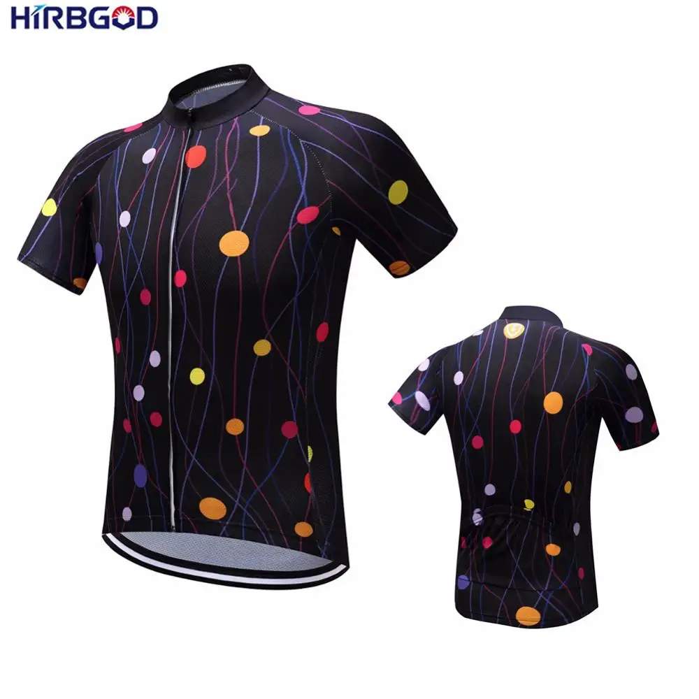 HIRBGOD, новинка, Мужская дышащая одежда для велоспорта с коротким рукавом, яркий узор в горошек, велосипедные майки, топы, одежда для велоспорта, TYZ036