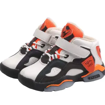

Autumn Boys Sport Shoes Child Basketball Shoes Leather Fashion Running Toddler Shoes Kids Outdoor Ankle Boots Plush Warm Sneaker