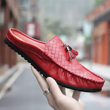 

Summer Half Drag Loafers Men Footwear Breathable Men Slip On Sneakers Non-Slip Flats Shoes For Mens Fashion Half slippers Youth