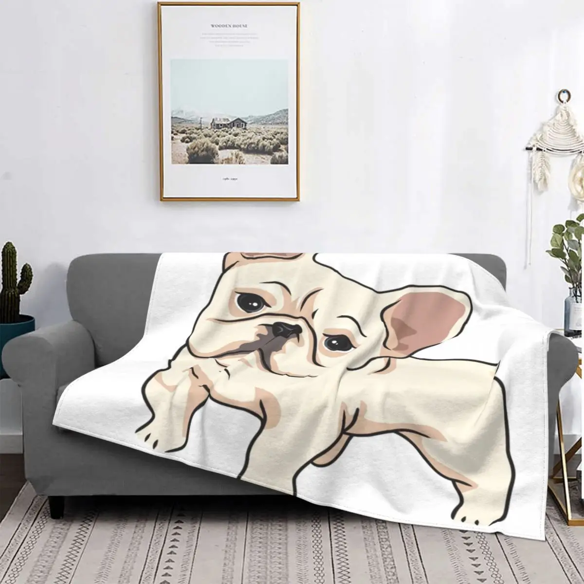 French Bulldog Blanket Dog Cute Warm Bedspread Plush Super Soft Cover