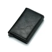 Анти RFID визитница мужские кошельки сумка для денег Мужской винтажный черный короткий кошелек маленький кожаный бумажник мини кошельки тонкий