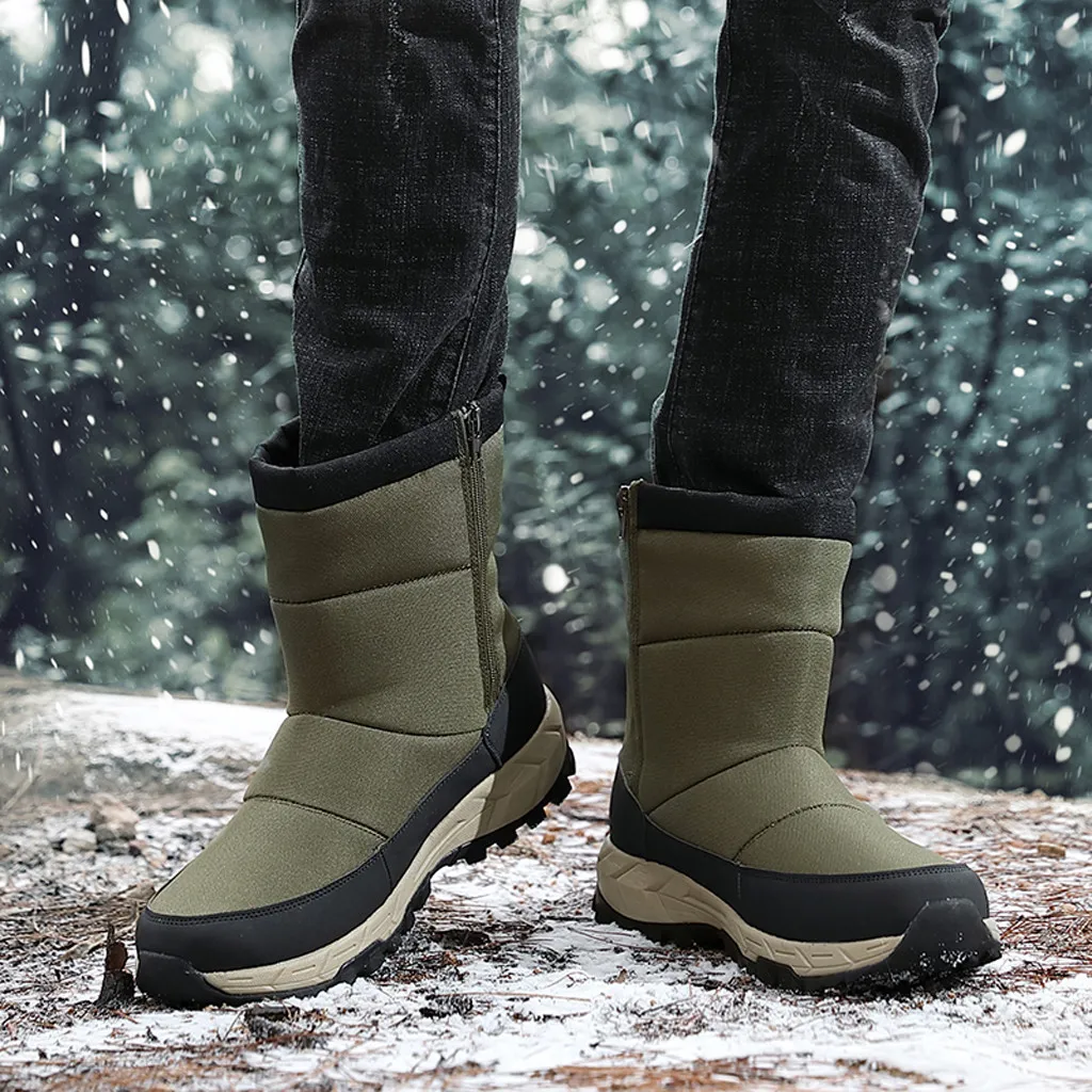 Мужские плюшевые зимние ботинки в стиле милитари; специальные теплые уличные мужские ботинки на молнии; Уличная обувь; ботильоны