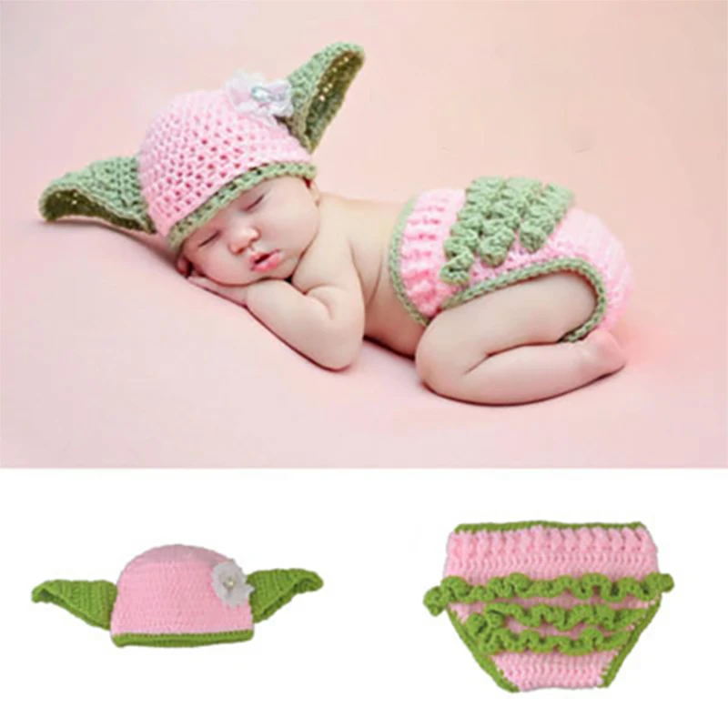 Baby Yoda Star Wars Costume Outfit Infant Newborn Bodysuit Baby Photography Props Accessories Crochet Baby Hat Star Wars Clothes