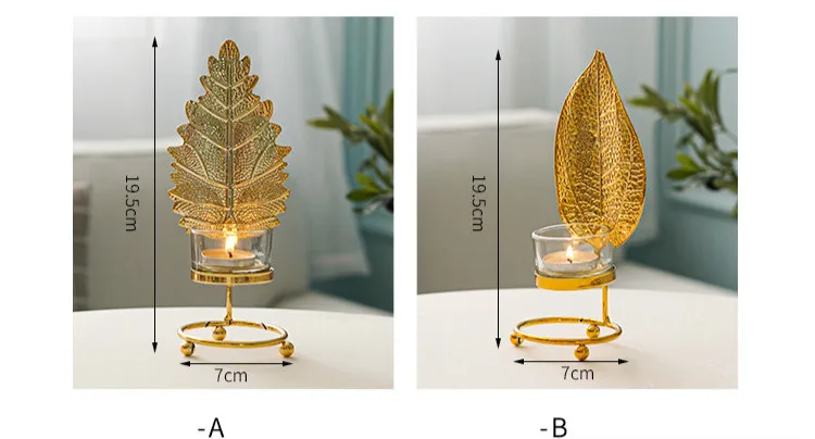 Скандинавский металлический подсвечник с золотыми листьями подсвечник столовая настольная свеча подставка Свадебная гостиная романтический ужин ремесло украшения
