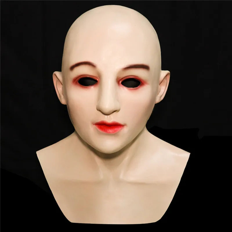 

New Sexy Latex Realistic Female Mask Sunscreen Mask Sexy Women Skin Masquerade Masks Transgender Full Covered Mask Role Play