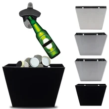 

1PC Wall Mounted Bar Beer Bottle Opener with Screws Cap Catcher Box stainless steel Cap Opener Home Decoration