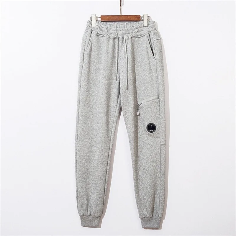 Autumn and Winter New Unilateral CP Pocket Lens Zipper Casual Men Women Couple Ankle-Tied Sweatpants Trousers Fashion