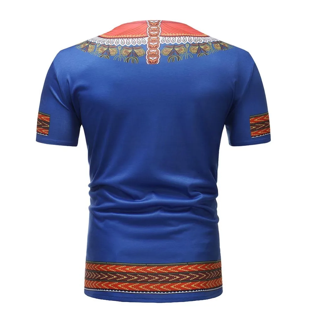 Fadzeco 2019 рубашка в африканском стиле для мужчин с принтом V образным вырезом короткий рукав мужская футболка Дашики узор модные повседневные