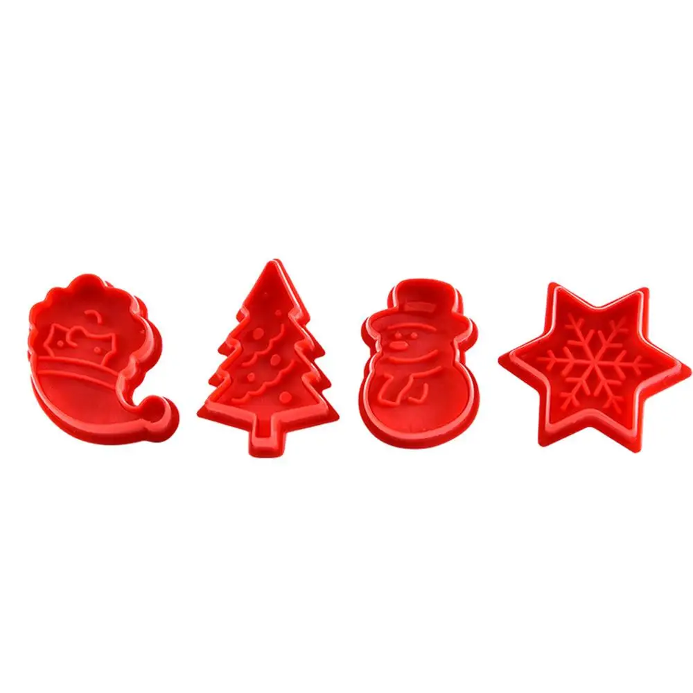 4 шт., Рождественская форма для печенья, форма для печенья, помадка, форма для печенья, 3D форма для шоколада, сахар, ремесло, форма для торта, плунжера, инструменты, 12 - Цвет: A