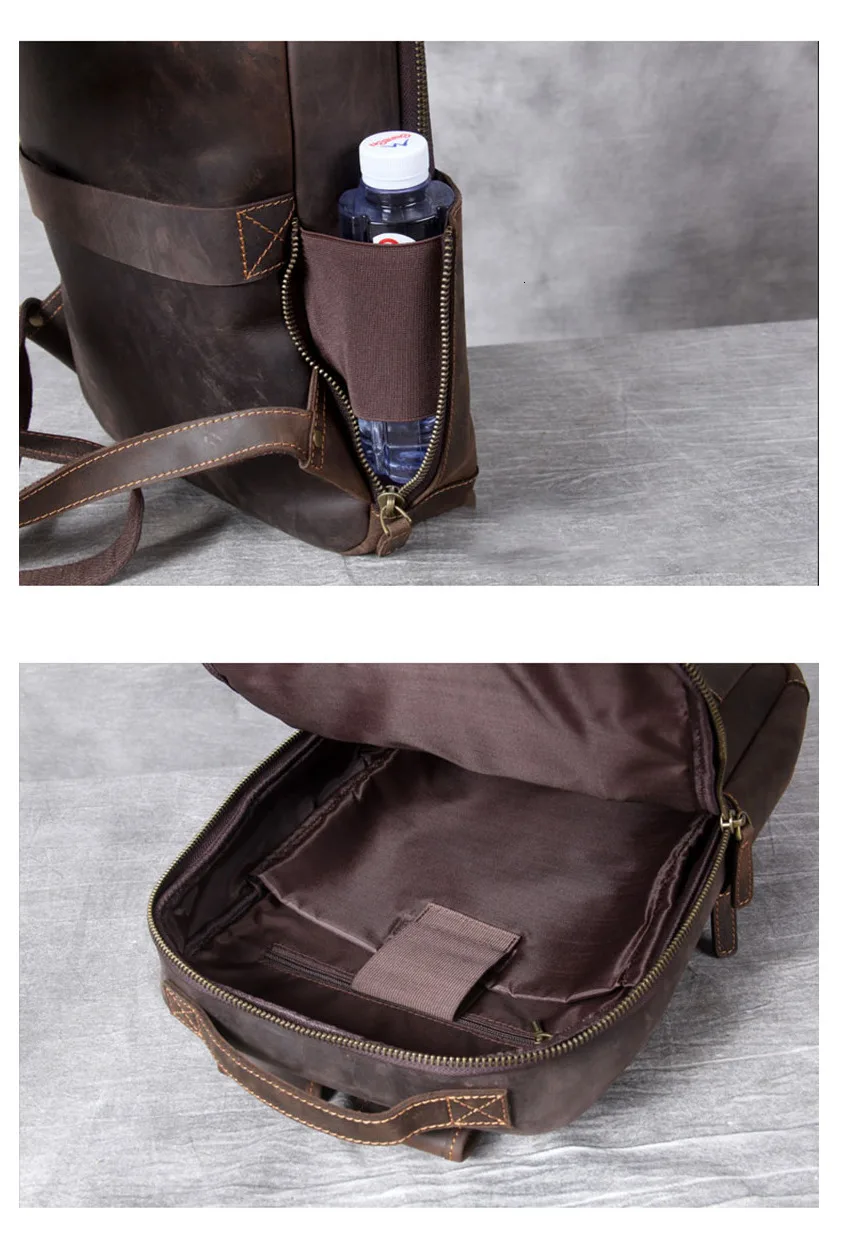 Новая мужская кожаная сумка для компьютера, рюкзак Mochilas Hombre, винтажная кожаная сумка Mad Horse, кожаный рюкзак с защитой от кражи