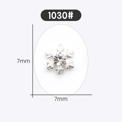 Белый 10 pcs Hot-selling Christmas Series Nail alloy decoration flash cap drill stick nail DIY Japanese metal jewelry - Цвет: Белый