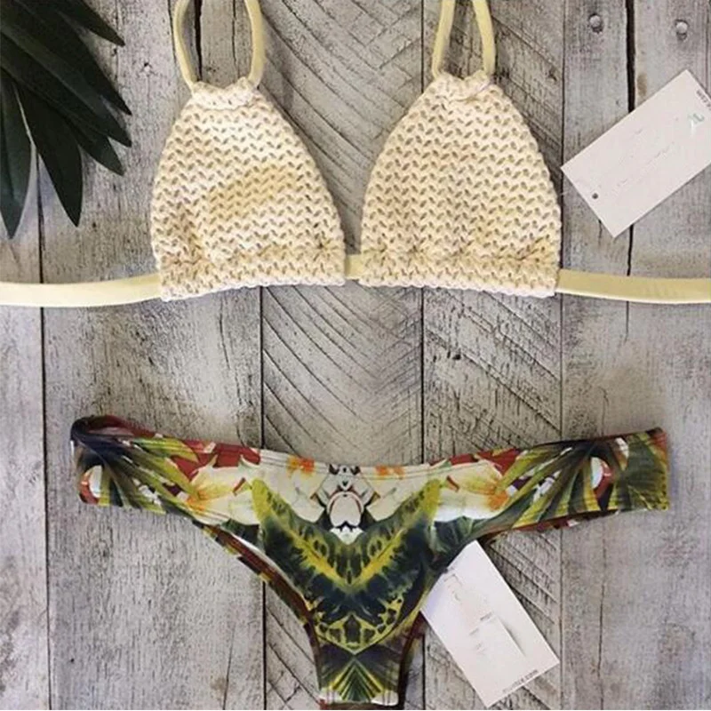 

White Gauze Low Waist Swimming Suit Two Piece Sexy Backless Lace Up Bikini Set Swimsuit Female Swimwear Beachwear Bathing Suits