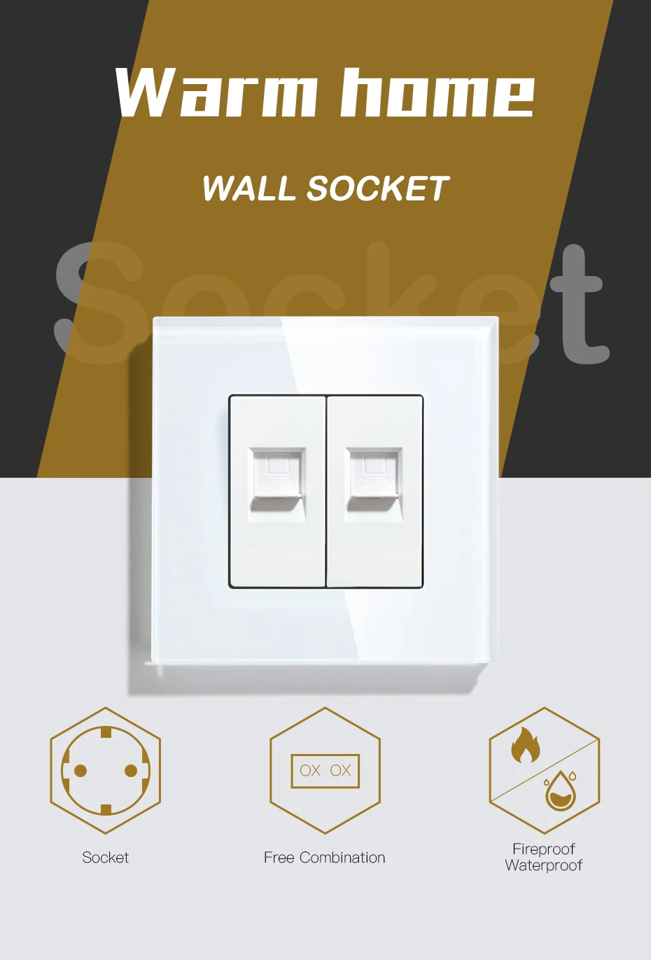 BSEED Double CAT5 Network Data Socket Internet