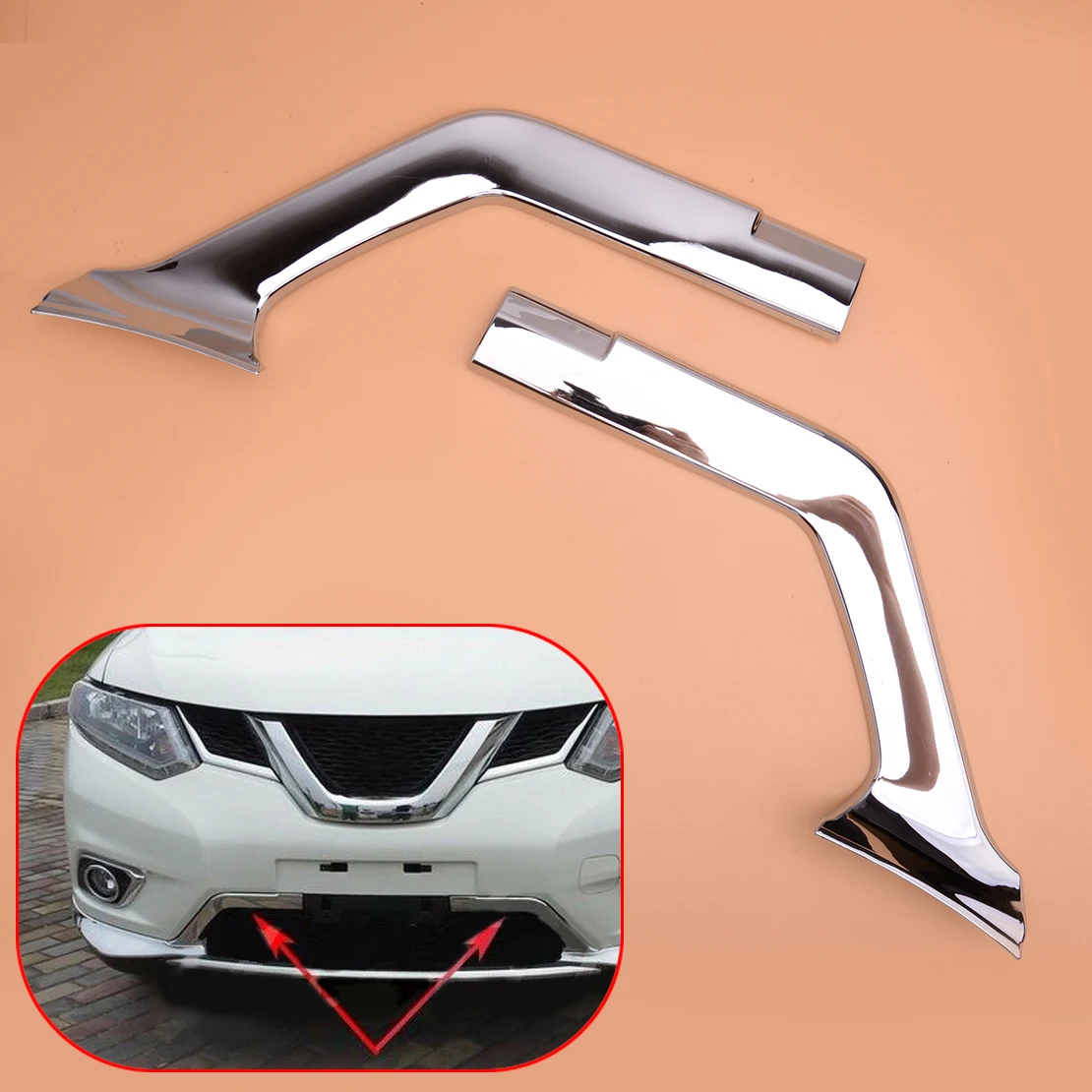 Abs 2Pcs Auto Del Bicromato Di Potassio Anteriore Inferiore Del Paraurti Griglia Di Maglia Griglia Di Copertura Trim Bar Fit Per Nissan Rogue Xtrail T