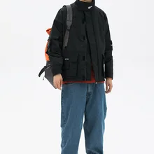 Yi inflooring мужская одежда Shu стиль функциональная рабочая одежда с хлопковой подкладкой мужская верхняя одежда с воротником-стойкой на липучке хлопок Coa