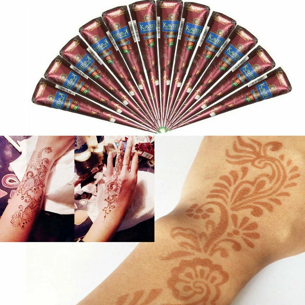 Van toepassing bouwen inspanning 3 Kleuren Tijdelijke Tattoo Natuurlijke Kruiden Indian Henna Kegels Crème  Waterdichte Body Art Verf Mehandi Inkt Donker Rood Zwart  Bruin|Tatoeage-inkten| - AliExpress