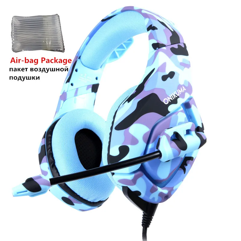 Blue Camo Air-bag Новая камуфляжная гарнитура PS4, бас игровая гарнитура, игровая гарнитура, шлем, ПК телефон с микрофоном, Xbox One планшет ПК - Цвет: Blue Camo Air-bag