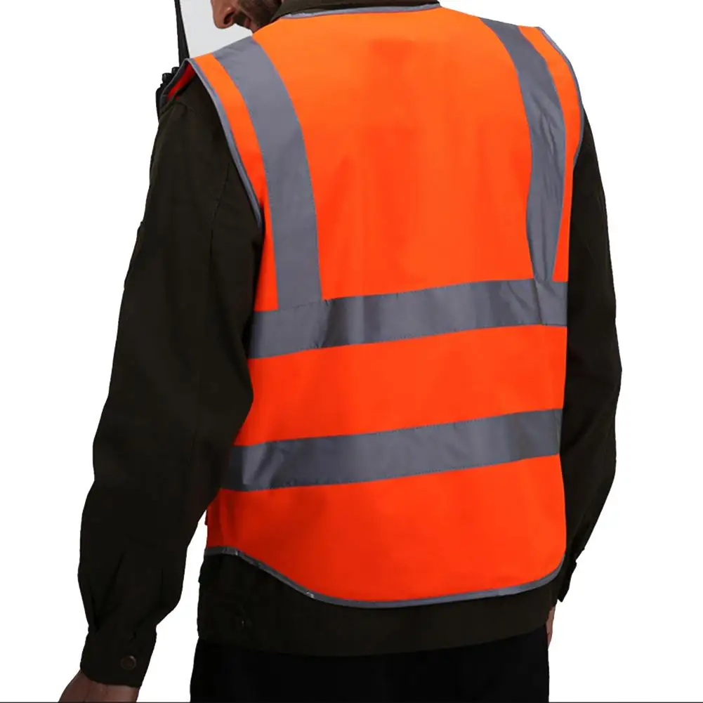 Unisex Reflective Safety Vest High Visibility Night Warning Safety Coat For Traffic Car Multi Pockets Construction Summer Mesh