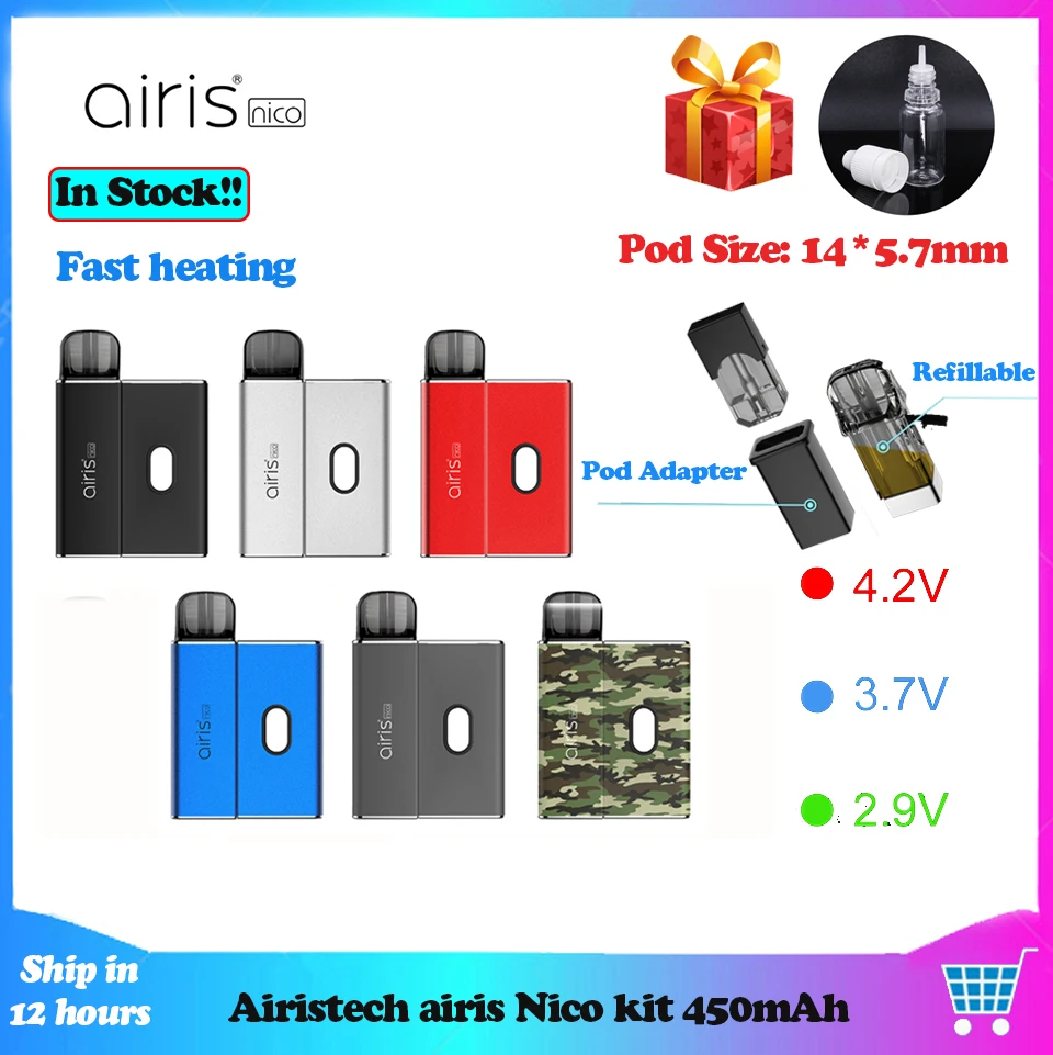 New Airistech airis Nico Kit 450mAh Pod System Box Vape Pen Starter with 1ML Compatible Cartridge Fast Heating vs JC01 W01 | Электроника