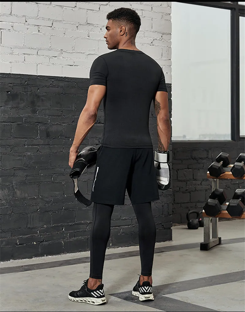 Vansydical мужские 2-5 шт. спортивные наборы для бега компрессионные облегающие костюмы для спортзала быстросохнущие комплекты для фитнеса и тренировок