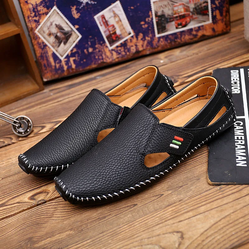

2019 New Style Large Size Men Moccosins Closed-toe Flat Slip-on Leather Shoes Business Casual Shoes Driving Shoes