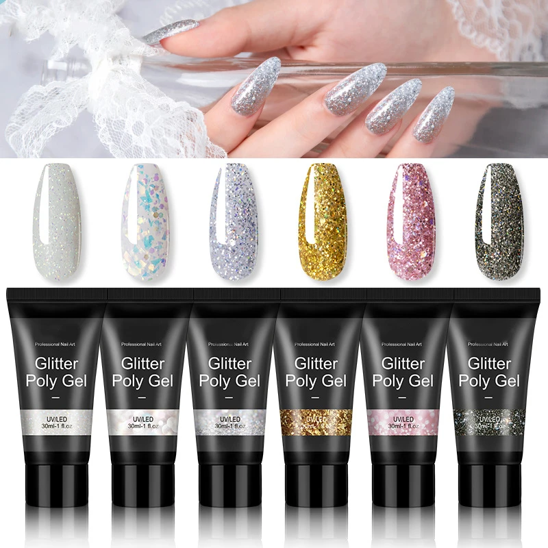 

High Quality Glitter Poly Gel DIY Polish Pearlescent Nail Extension Gel Art Design Manicure Supplies