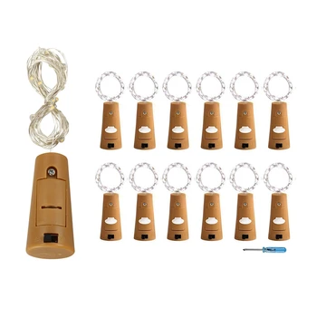 

New 2 Set Cork Lights for Wine Bottle, Wine Bottle Lights 6.5Ft 20 LED Wine Cork String Lights - Warm White & White