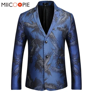 

Men Casual Blazer Costume Fashion Brand Fly Eagle Printed Blazers Suit Jackets Business Stage Singer Hip Hop Sobretudo Masculino