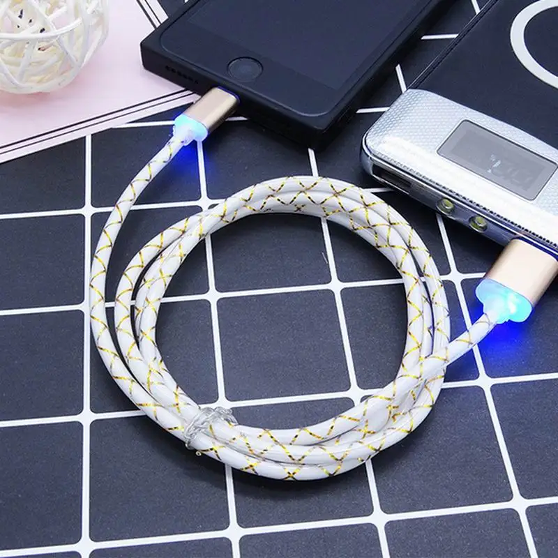 Micro usb кабель для телефона светодиод Видимый поток света Micro usb зарядный кабель синхронизации данных для телефона Android универсальный телефон 1 м кабели